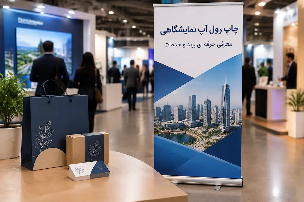 چاپ رول آپ نمایشگاهی در غرفه تبلیغاتی